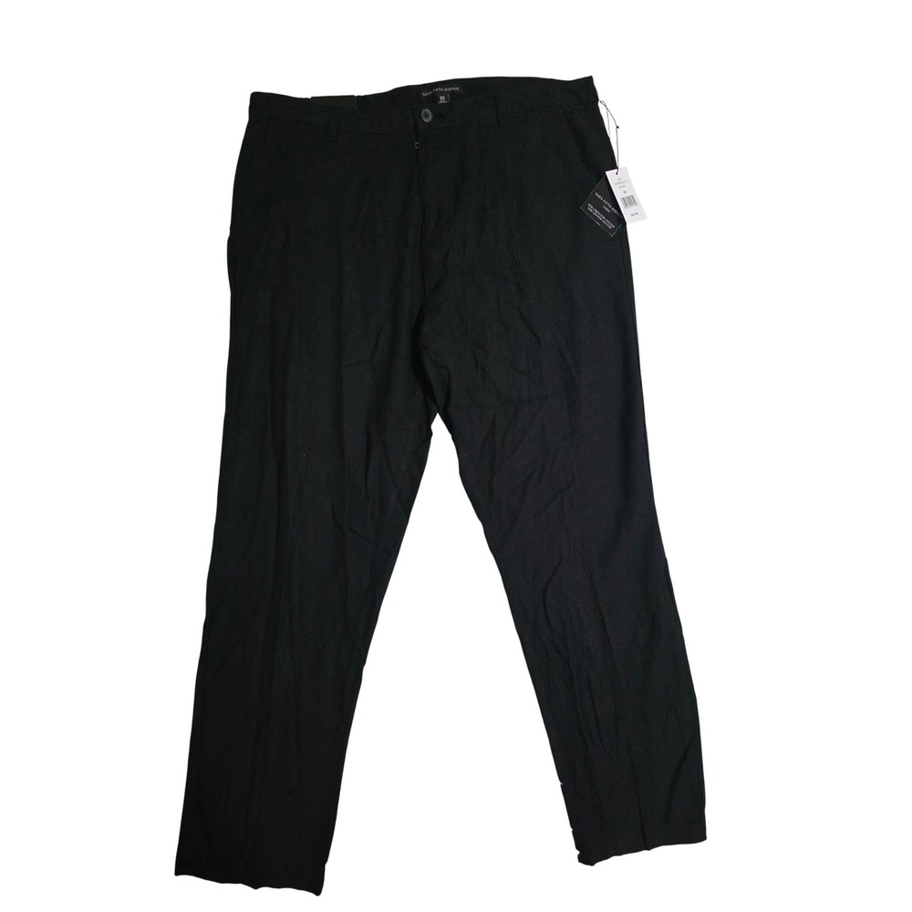 Saks Fifth Avenue Mens Black Linen Viscose Blend Trousers Pants 36x36  NWT
